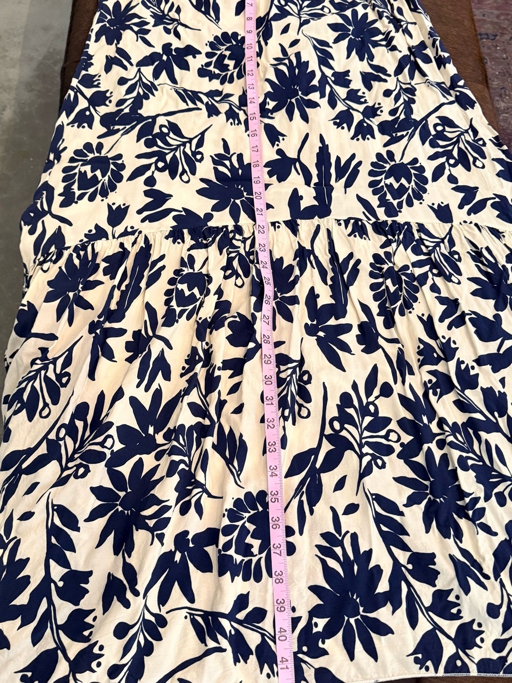 Women’s Boho Navy Floral Maxi Skirt - Cream & Navy - Picture 3 of 5